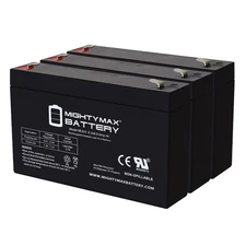Mighty Max 6V, 9Ah, AGM, F2 Battery Compatible with Powertron PT7-6 - 3 Pack