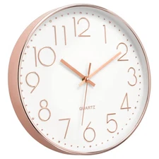 Modern Wall Clock 12 Inch Non-Ticking Silent Battery Operated Round Quartz Ro...
