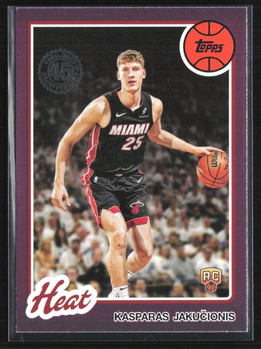 Kasparas Jakucionis 2025-26 Topps 1980-81 Pink Holo Foil RC #80BK-66 Miami Heat