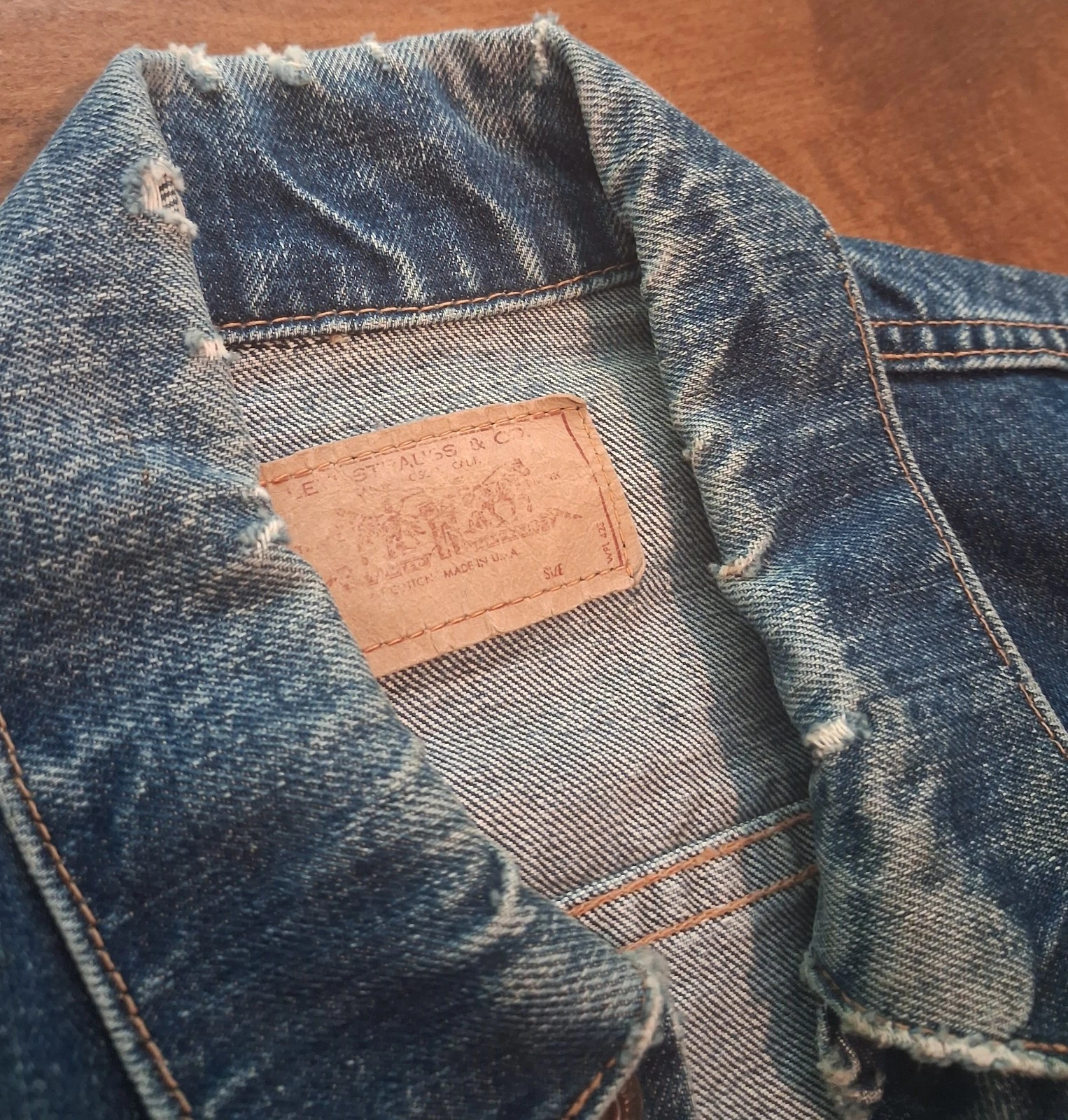 Vintage 60s Levis Big E Type 3 Denim Trucker Jacket Dark Indigo 36 18x24 70505 image 6