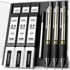 Four Candies Metal Mechanical Pencil Set - 3PCS 3 Count (Pack of 1), Black 