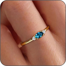 14K Gold Plated Birthstone Rings for Women Dainty Stackable Rings Non Tarnish Th