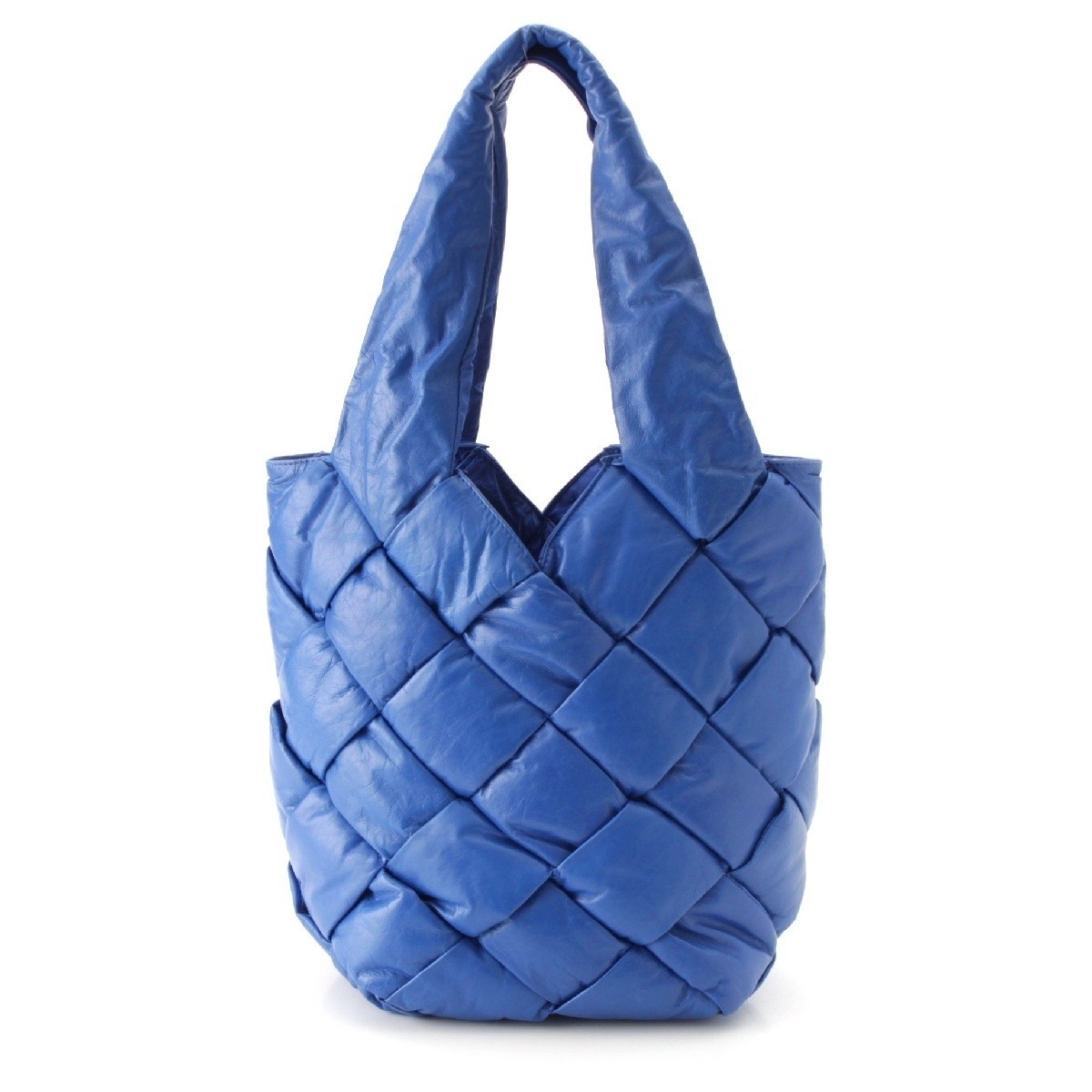 Bottega Veneta Cassette Maxi Intrecciato Leather Tote Bag Blue 36x31in Used