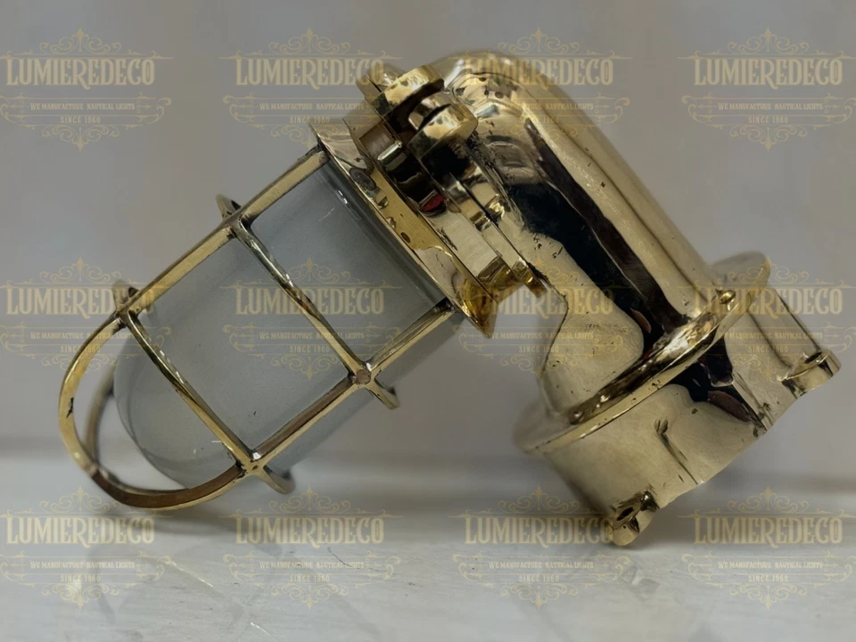 Luz de jaula de mampara de latón de alta resistencia - Lámpara de pared náutica exterior/interior Foto 2 de 4