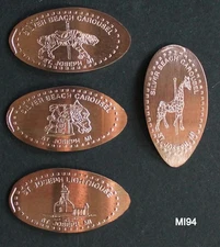 MI94cp - Silver Beach Carousel, St. Joseph Michigan, 4 elongated pennies Copper
