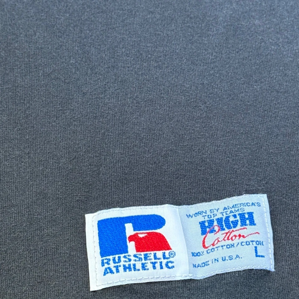 Camiseta deportiva Russell vintage años 90 negra hecha en EE. UU. Para hombre grande gimnasio musculoso Foto 3 de 4