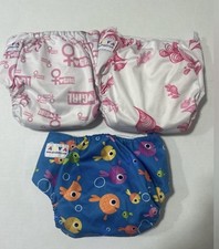 Lot of 3 Alva Baby Cloth Reusable Diapers With Liners Snaps And Adjustable NWOT