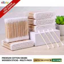 800 Pcs Wooden Stick Cotton Swabs Double Tipped Applicator Tool