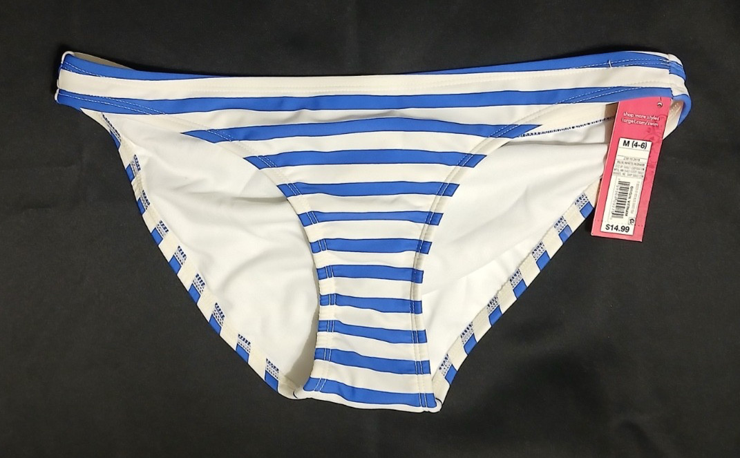 Xhilaration White & Blue Striped Bikini Bottoms – Size Medium - NWT