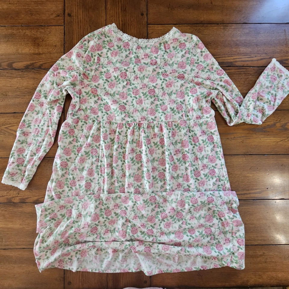 Camisón Mujer 1X Floral Rosa Blanco Cottagecore Grandmacore Largo Femenino Foto 4 de 4