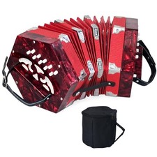 Bolsa de Transporte Concertina 20 Botones Acordeón Rojo Correa de Mano Ajustable Adultos