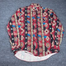 Wrangler Shirt Men's XL Cowboy Cut Western Long Tails Aztec Pattern Red