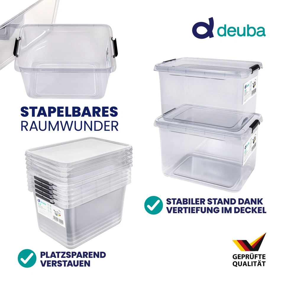 Boîte de rangement plastique transparent empilable sans BPA caisse de rangement - Photo 4/4