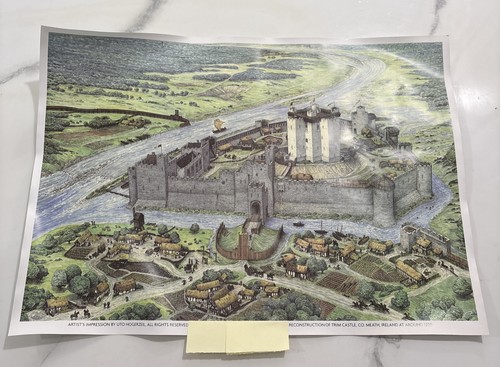 Trim Castle Ireland Artist’s Impression Reconstruction County Meath Rare Poster