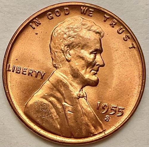 1955-S  Uncirculated BU Red RD - Lincoln Wheat Cent  ~ B866