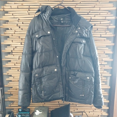 h&m divided hood Duck Down jacket black size 44r US Large