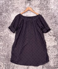 CP Shades Tunic Top Small Womens Purple Silk Patterned Henley Shirt Blouse