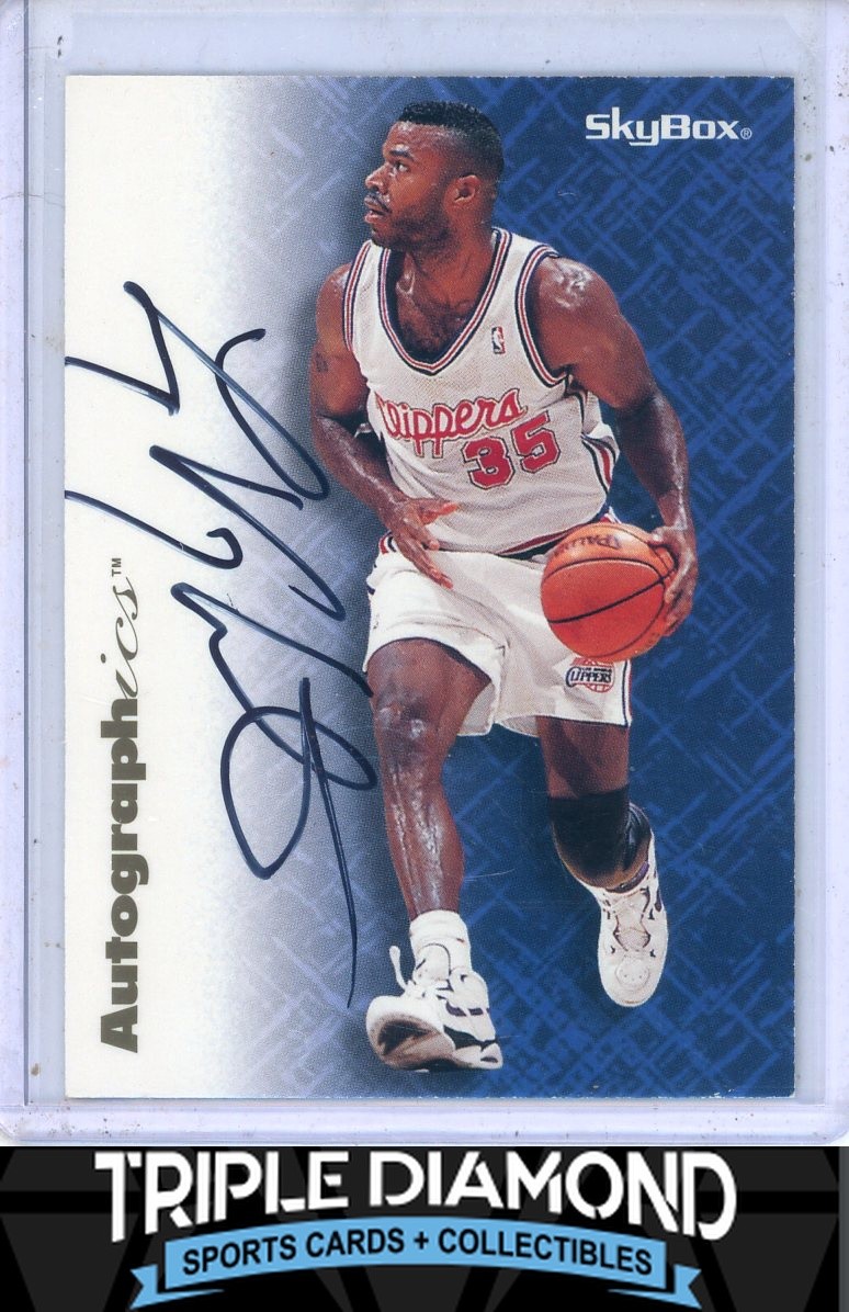 1996-97 SkyBox Premium Loy Vaught Autographics Auto Black Ink Clippers C208