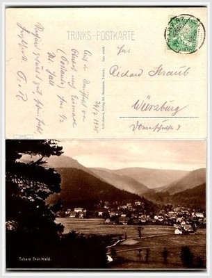 Tabarz Thuringian Forest Germany Postcard 1925 Domeschulste Message & Trinks
