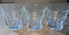 Set Of 3 Libbey Duratuff On Rocks Whiskey Glasses 3 1/2” 7 oz 8 Panel Indented