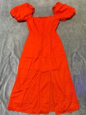Banana Republic  Puff Sleeve Side Zipper Orange Dress Sz 0 Pre-owned Good