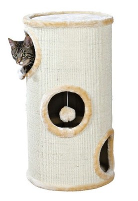 Trixie Cat Tower Kratztonne Samuel 3 Etagen Höhe 70cm, Kratzbaum Tonne Beige
