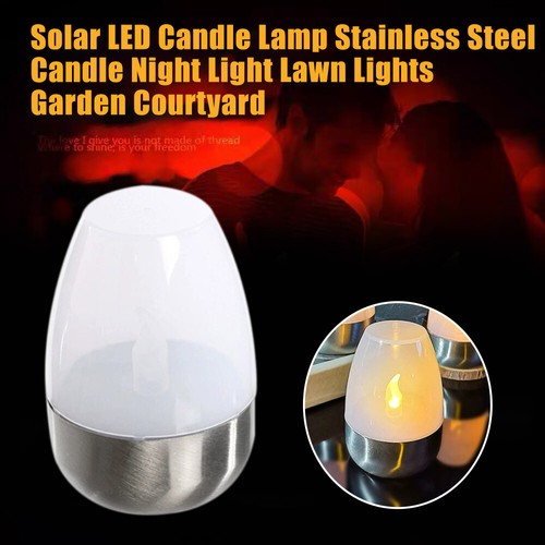 Solar Light Outdoor Garden LED Stainless Steel Candle Light Lawn Deck Night - Bild 20 von 25