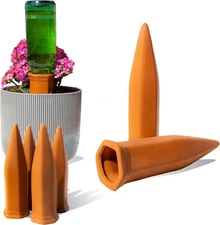 6-Pack Natural Self Watering Spikes - Terracotta - Automatic Plant Waterer fo...