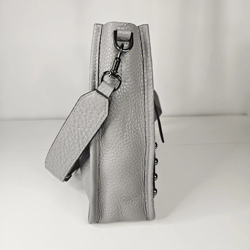 Rebecca Minkoff Unlined Feed Leather Crossbody Bag Gray Studded - Image 3 of 4