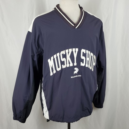 Musky Shop Pullover Jacket Windbreaker Large Lined Rollie & Helen's Minocqua, WI