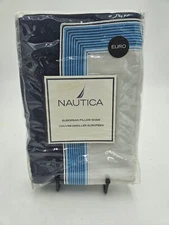 New Nautica "Waterside" 100% Cotton Blue Euro Pillow Sham
