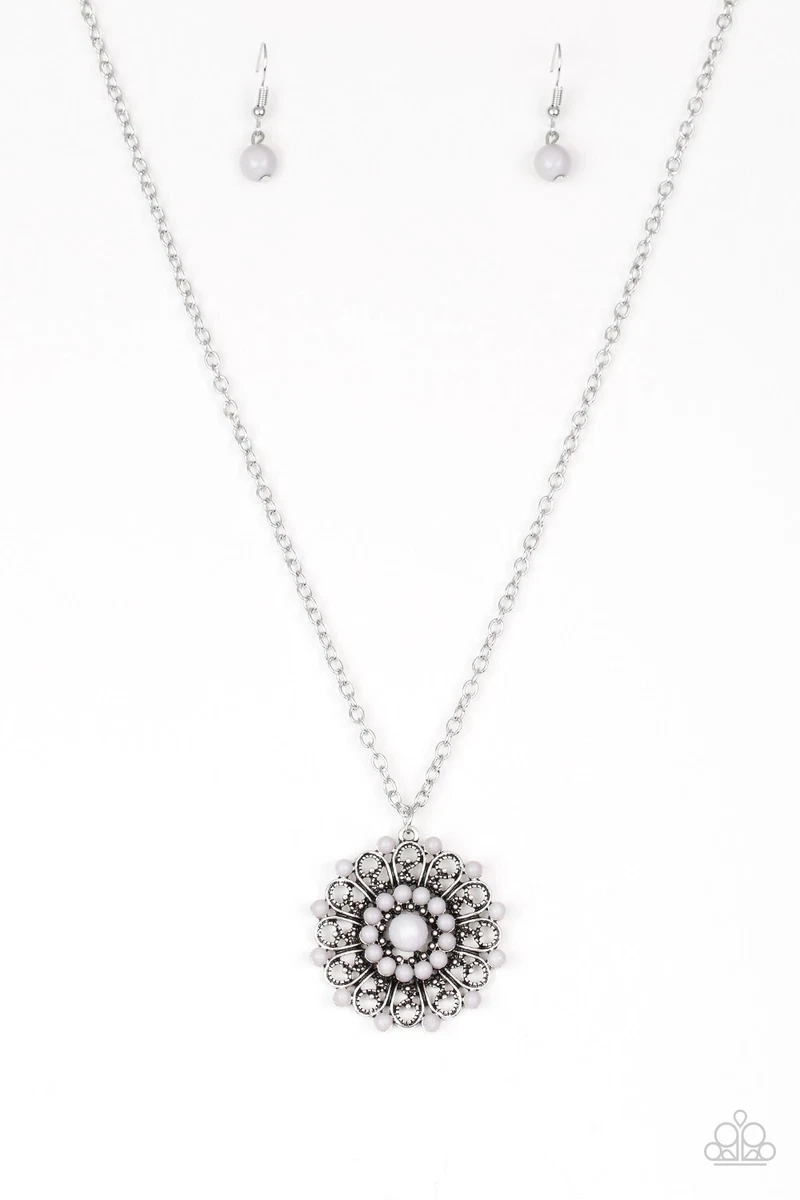 Paparazzi Necklace Boho Bonanza Silver with Gray Beads eBay