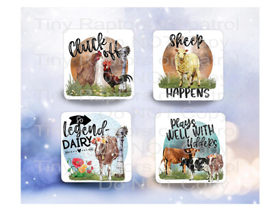 Funny Chicken themed neoprene drink coasters, set of 4, CHOICE, absorbent