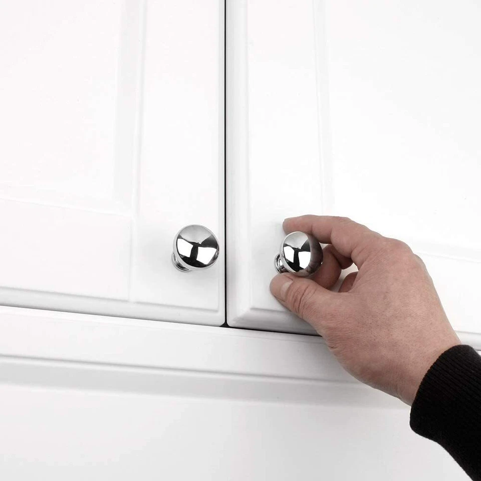 1-30x Chrome Solid Cabinet Door Knobs Drawer Wardrobe Cupboard Handles Kitchen - Image 4 of 4