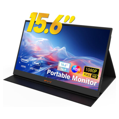 15.6'' FHD Portable Dual Monitor External Laptop Screen USB-C HDMI w/ Smart Cover