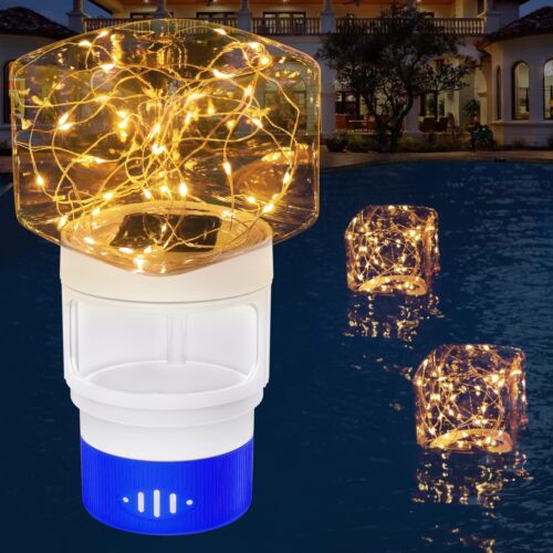 Pool Chlorine Floater Solar Light, Floating Pool Chlorine Dispenser with Adju...