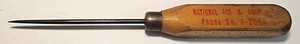 Antique Advertising Ice Pick National Ice & Coal Co Milw. WI Flat-Sided Handle