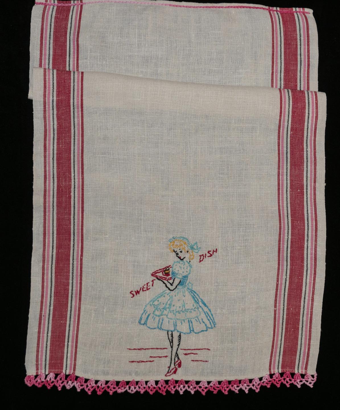 "Sweet Dish" Hand Embroidered Vintage Kitchen Towel eBay