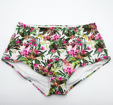 Victorias Secret Large Bikini Bottom White Floral Swimwear Tropical Womens New