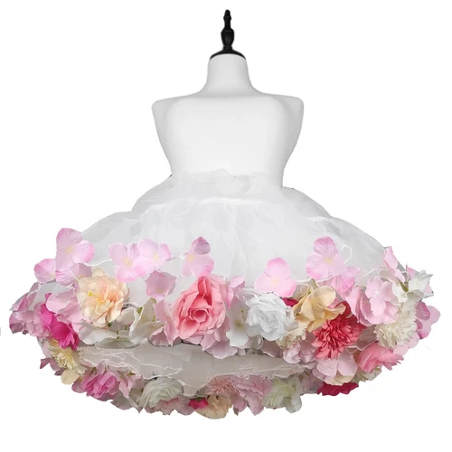 Colorful Flowers Petticoat Skirt Support Short Dress Lolita Cosplay Clothes - Bild 11 von 23