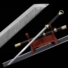 High Quality Chinese Kung Fu Sword Sharp Folded Damascus Steel Blade Tang Jian