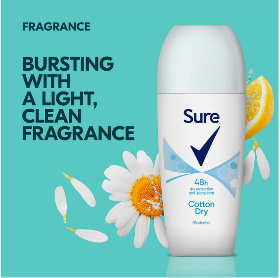 Sure Roll On Cotton Dry Anti Perspirant Motion Sense Deodorant 50ml