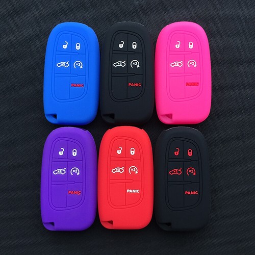 Fit Dodge Jeep Chrysler 5 Button Remote Smart Key Fob Silicone Skin Case Cover - Picture 3 of 22