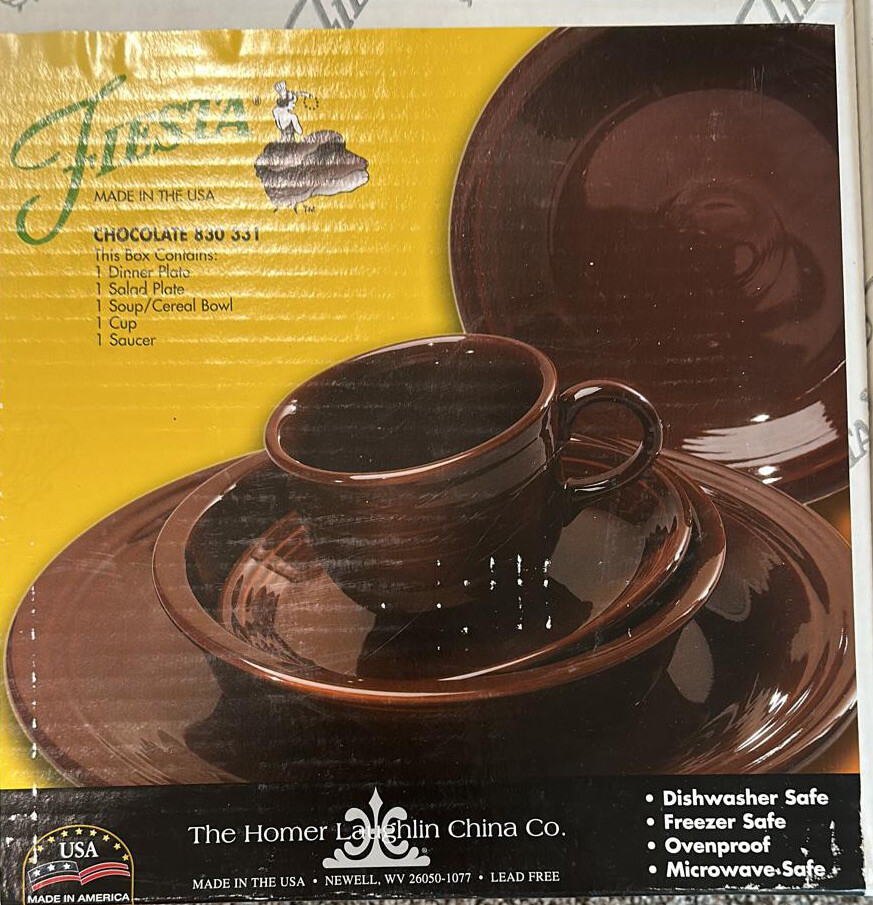 Fiesta 5 Piece Place Setting Chocolate Fiestaware Dinnerware Homer Laughlin