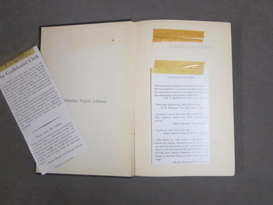 T S Eliot   The Confidential Clerk   Theater Play   1954   1st American Edition Foto 4 de 4