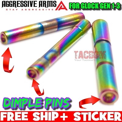 AGGRESSIVE ARMS RAINBOW DIMPLE FRAME PINS FOR GEN 1 2 3 GL0CK 17 19 22 23 26 34