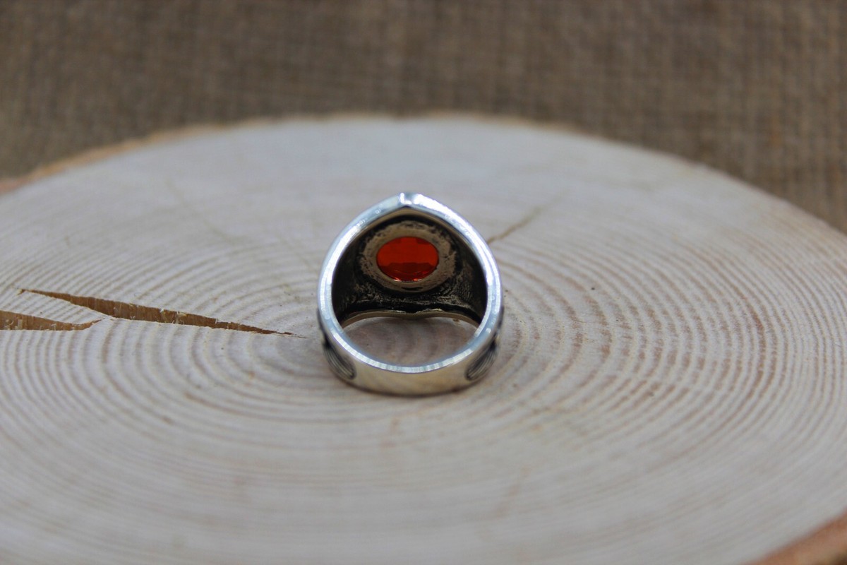 [13] RedMoon / STERLING 925 / 138g IDブレス EXCLUSIVELY OURS! Sterling Silver Red Jasper 3-Stone Ring