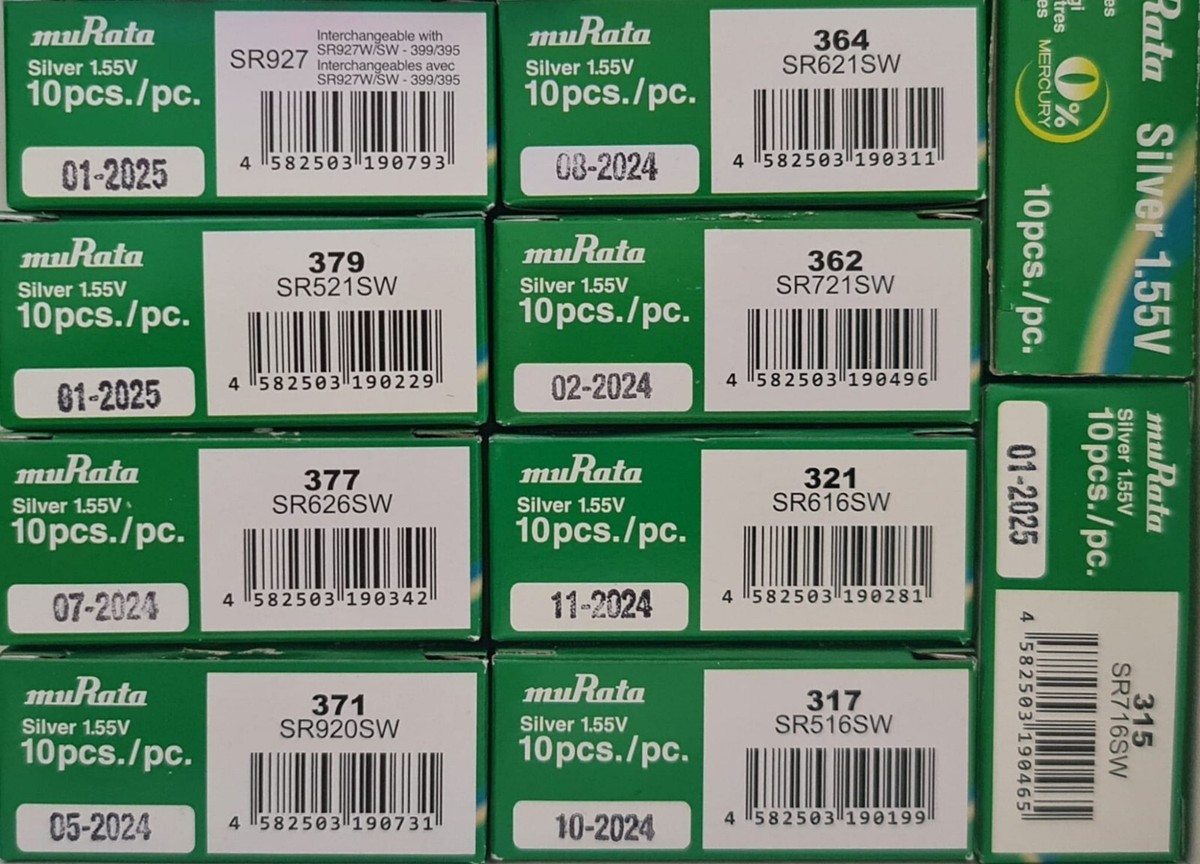 Murata SR721SW Knopfzellen 10er Pack – Silberoxid-Batterie Typ 362, 1.55V, 25 MAh