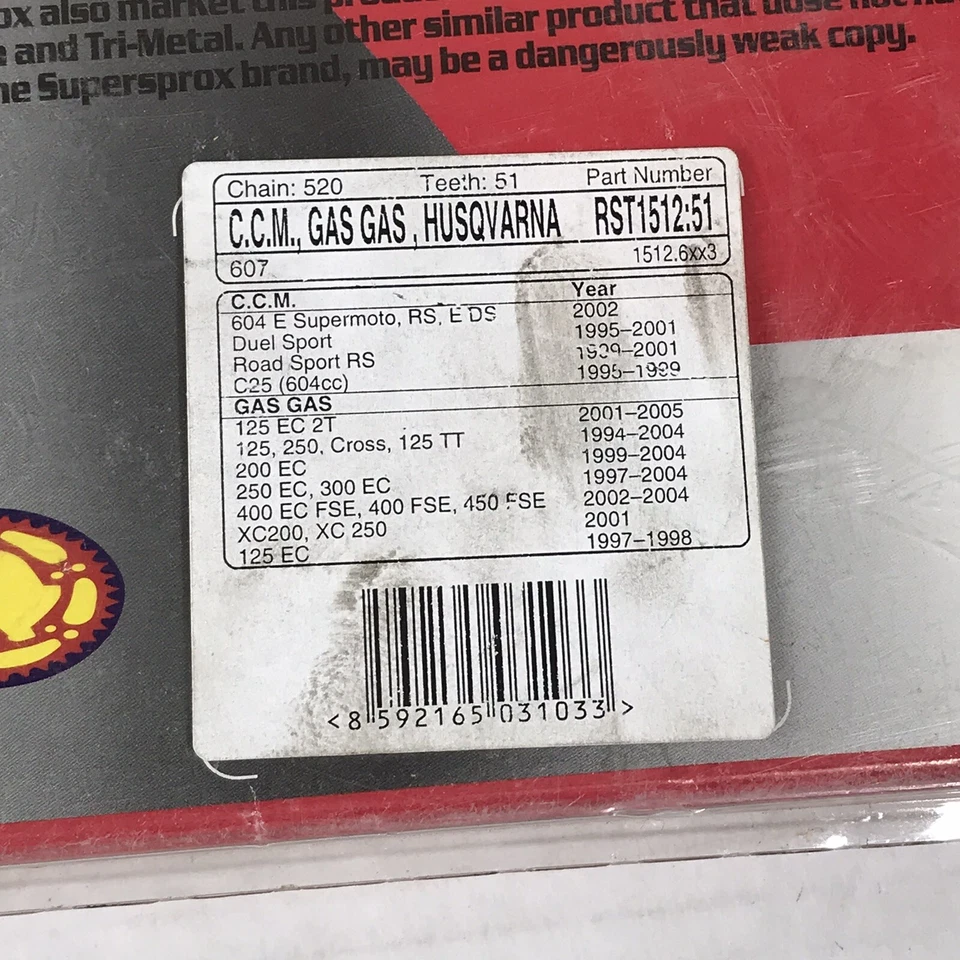 Nueva cadena de piñón Supersprox tamaño 520 RST1512:51 dorada motos de calle ATV Foto 3 de 4