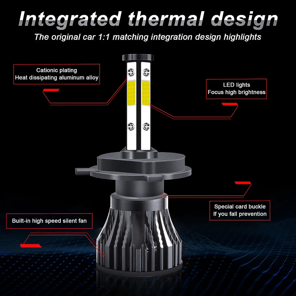 Bombilla de faros LED de 4 lados H4 9003 para Honda Shadow VLX 600 VT600C/D 1988-2007 Foto 4 de 4